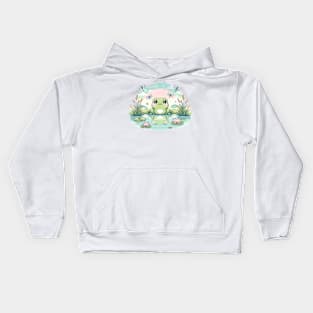 Frog Cottagecore Cute Kawaii Chibi Toad Mushroom Kids Hoodie